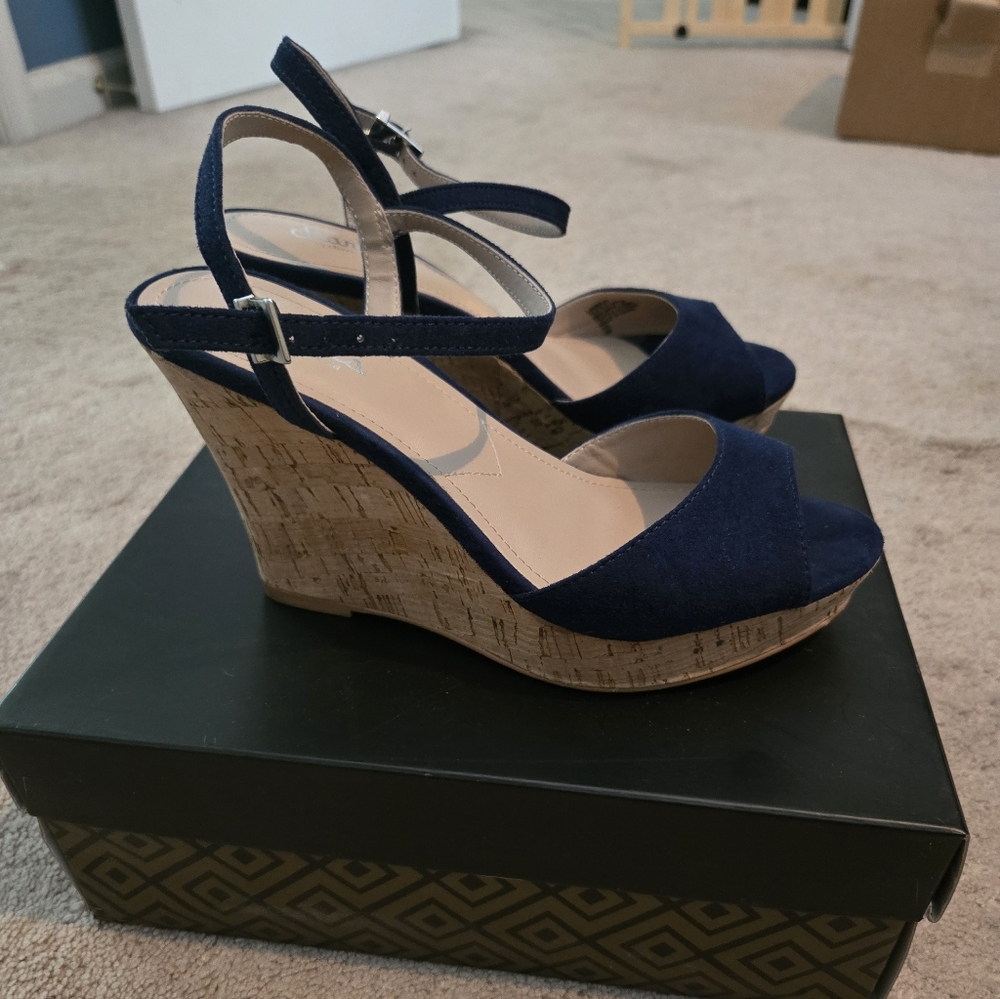 Blue Platform Sandals By Chatles Sz 6